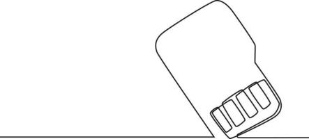 Continuous one line drawing of sim card for telecommunication. Single line draw design vector graphic illustration.