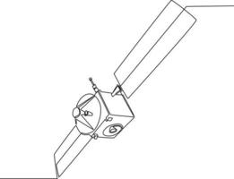 Continuous one line drawing of a Satellite Icon. Single line draw design vector graphic illustration.