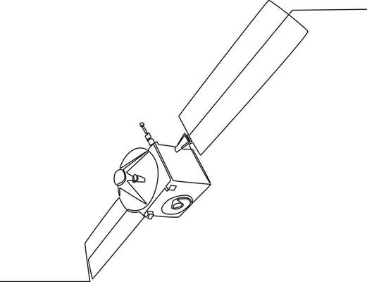 Continuous one line drawing of a Satellite Icon. Single line draw design vector graphic illustration.