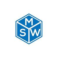 diseño de logotipo de letra msw sobre fondo negro. concepto de logotipo de letra de iniciales creativas msw. diseño de letras msw. vector