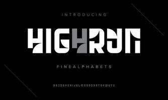 Highrun modern simple alphabet. Logo music, sport, creative typography. Vector illustration