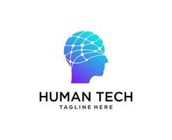 Brain Tech Mind Data Logo Design Template vector