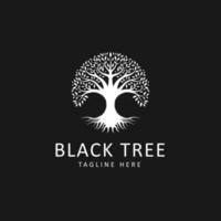 Black Tree Oak Banyan Maple Emblem logo design vector