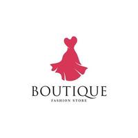 plantilla de logotipo de tienda boutique de moda con vestido aislado vector