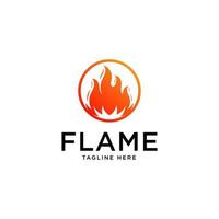 Flame with Circle Letter O logo design vector