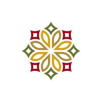 Traditional colorful floral pattern logo design template vector
