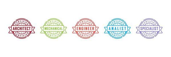 Set of Certified badge logo design for company training badge certificates to determine based on criteria vector