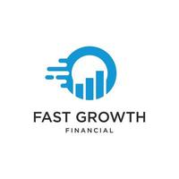 logotipo de finanzas con iconos de barra rápida y gráficos para el crecimiento empresarial