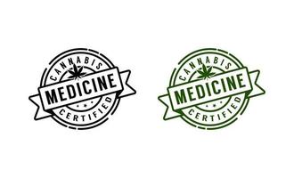 plantilla de diseño de logotipo de sello de etiqueta de cannabis certificado vector