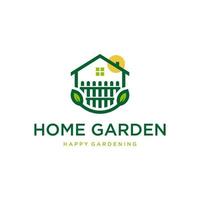 home garden logo with smile, happy icon design template vector