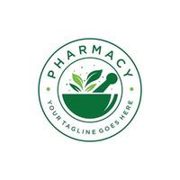 logotipo de farmacia con insignia, plantilla de diseño de vector de emblema