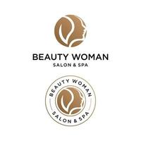 Beauty Woman logo with emblem design template vector