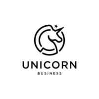 logotipo de unicornio minimalista con vector de diseño de círculo y estrella para empresa comercial, hotelera, de marketing y financiera