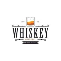 inspiración de diseño de etiqueta de logotipo de vaso de whisky vintage de lujo