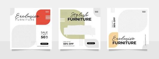 Minimalist furniture and home interior sale banner or social media post template