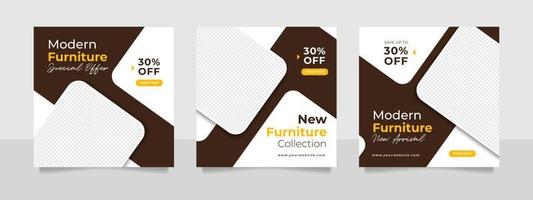 Minimalist furniture and home interior sale banner or social media post template vector