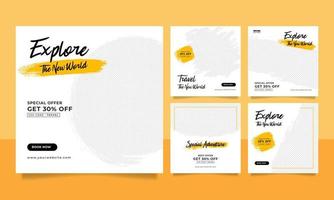 Travel sale banner and social media post template vector