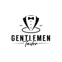 Bow Tie Tuxedo Suit Gentleman Fashion Tailor Clothes Vintage Classic Logo design template vector