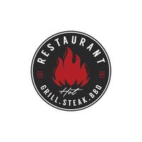 Vintage Retro BBQ Grill Barbecue Label Stamp Logo design vector for restaurant