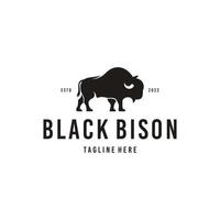 diseño de logotipo de silueta de bisonte toro búfalo angus vintage vector