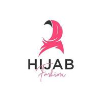 hijab muslim girl women head vector logo design template