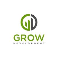 Initial Letter G and D Growth Linked Logo. with green color isolated on white Background. Usable for Business and Branding Logos. Flat Vector Logo Design Template Element