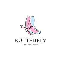 butterfly logo one line monoline design template vector