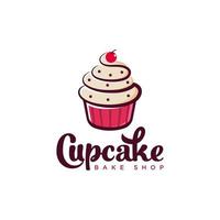 Minimalist cupcake bakery logo design template vector