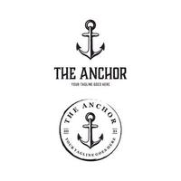 Anchor Vintage Retro Rustic Stamp logo design template vector