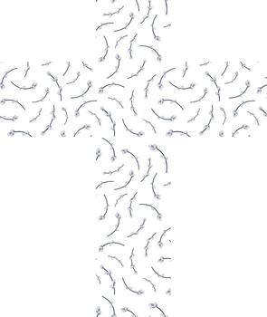 cruz con ramitas de sauce en estilo minimalista vector