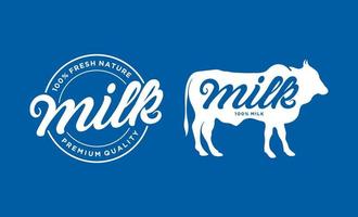 Milk hand written lettering logo label or badge. Design elements for grocery farm agriculture store and packaging vector