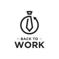 Back To Work logo with Tie and back icon design template vector