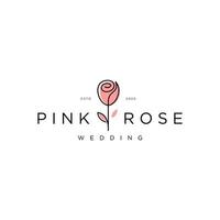 rose flower logo with one line, mono line style design template vector