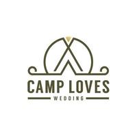 campamento simple con diseño de logotipo de banner de boda floral vector