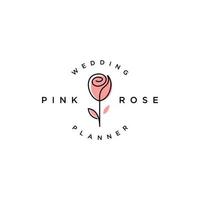 rose flower logo with one line, mono line style design template vector