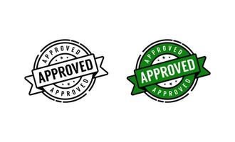 Approve label stamp logo design template with green color vector