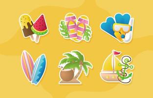Summer Holiday Sticker Label Set vector