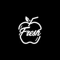 jugo de manzana fresco. una ilustración de logotipo de una combinación de escritura fresca y un logotipo de jugo en forma de manzana vector