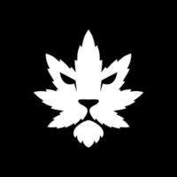 lion hemp. a logo illustration of a combination of a lion and a hemp leaf vector