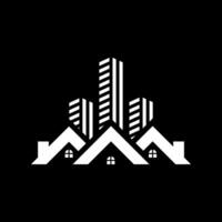 construcción de viviendas. una ilustración de un logotipo combinado entre un edificio y una casa vector