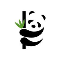 panda. an illustration of a panda logo climbing a bamboo tree vector