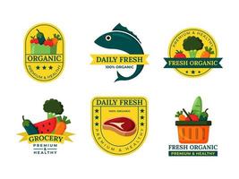 Fresh Produce Groceries Logo Set vector