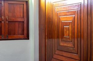 Modern style wooden wall inside the house. photo