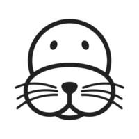 Sea Lion Face Line Icon vector