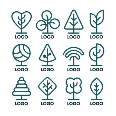 Trees Outline Logo Collection Set