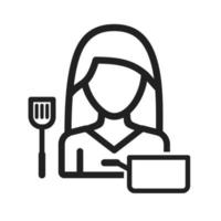 icono de línea de cocina de mujer vector