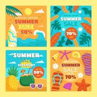 plantillas de publicaciones en redes sociales de rebajas de verano vector