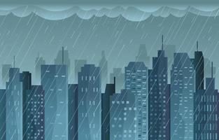 Weather Raining on CIty Building Background vector