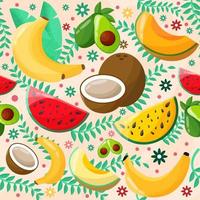 fondo transparente de frutas tropicales vector