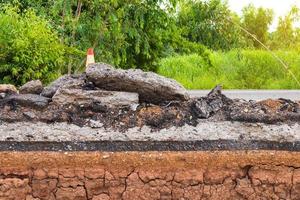 sótano, se excava una carretera asfaltada pavimentada. foto